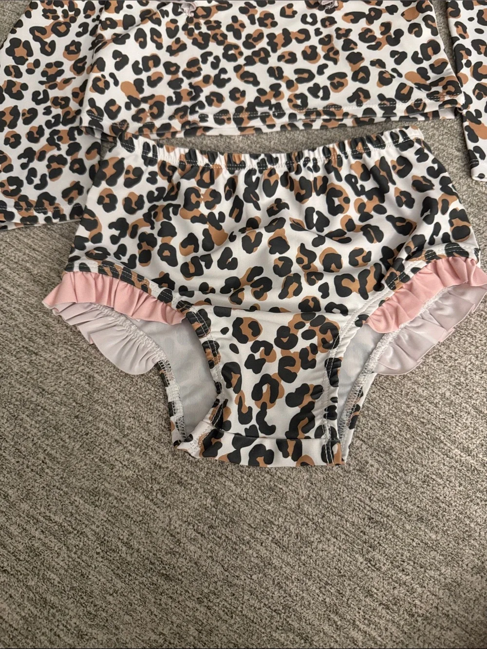 Mud Pie Leopard Print Kids Swim Set - White, Brown & Black